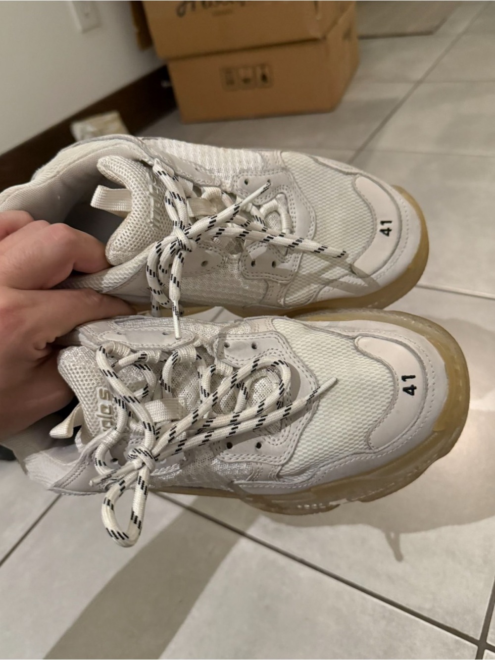 Balenciaga White and Gum Triple S Trainer size 41 - 8.5